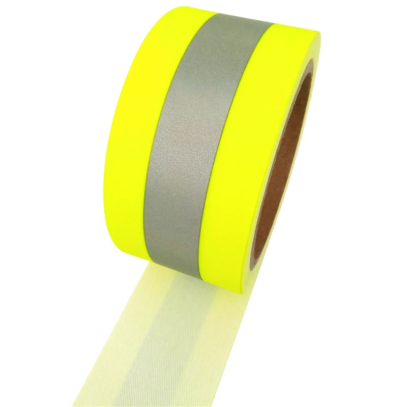 High Visibility Fluorescent yellow Fire Proof Flame Retardant Sew On trim strip Pure cotton FR treated Reflective Fabric tape
