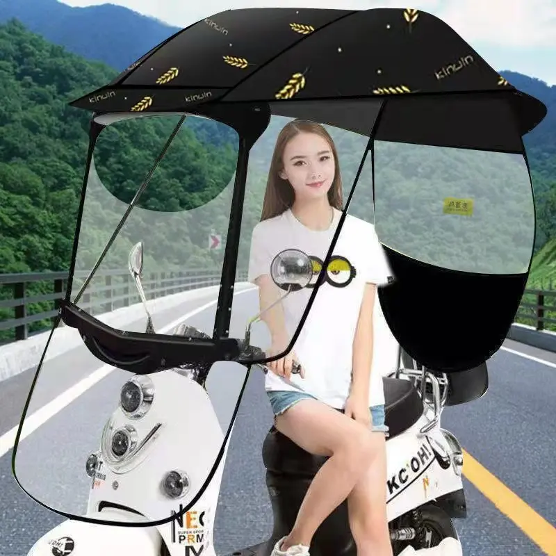 Customized New brand Universal Electric Motorcycle Semi-Closed Umbrella Canopy Awning Windproof and Sunshade Mobility Rain Cover