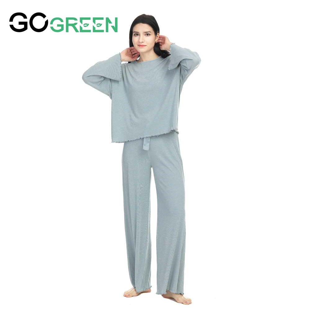 Keep Warm And Smooth Cotton Long Sleeve Light Blue Fleece Pajama Sets
