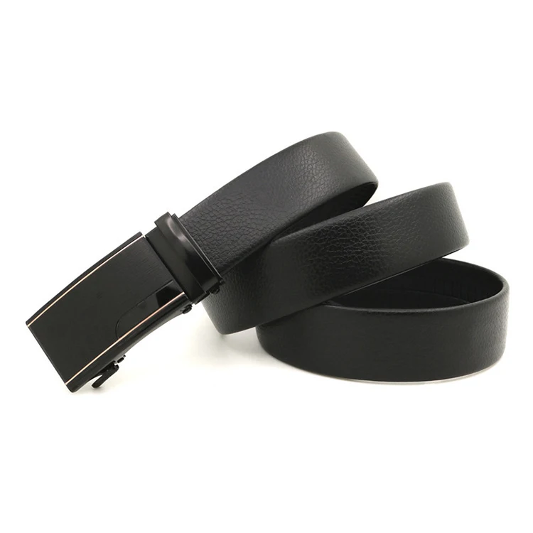 Fashion Men belt PU leather automatic belt Ratchet Iron buckle Cheaper price man belts