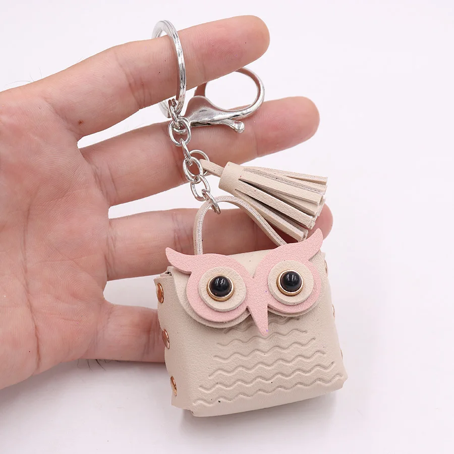 PU leather Owl change bag Keychain Cute earphone pendant backpack wholesale