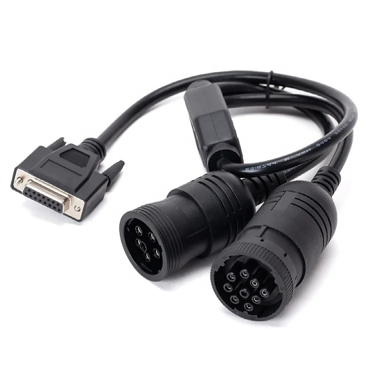 Custom Caterpillar 24V OBD2 OBD Female to J1939 9Pin Diagnostic Connector Cable For CAT