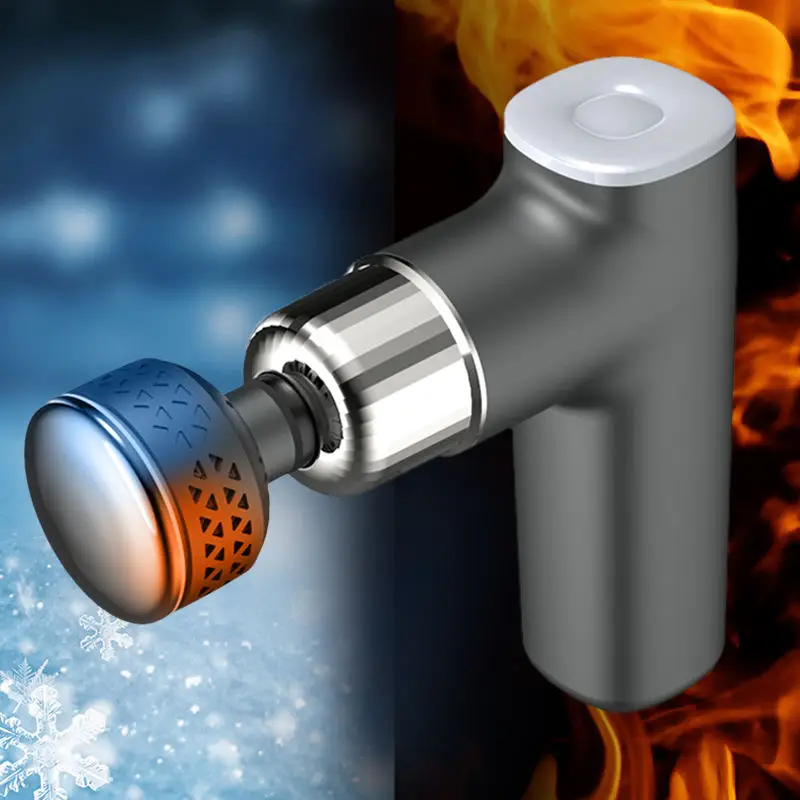 Mini Portable Heated Fascial Gun Deep Tissue Pressure Relief Gym Body Hot And Cold Massage Gun With 4 Attachment Heads