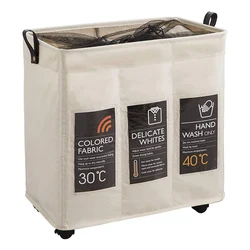 Cheap Square Collapsible Woven Double Laundry Hamper Laundry Basket Compartments On Wheels