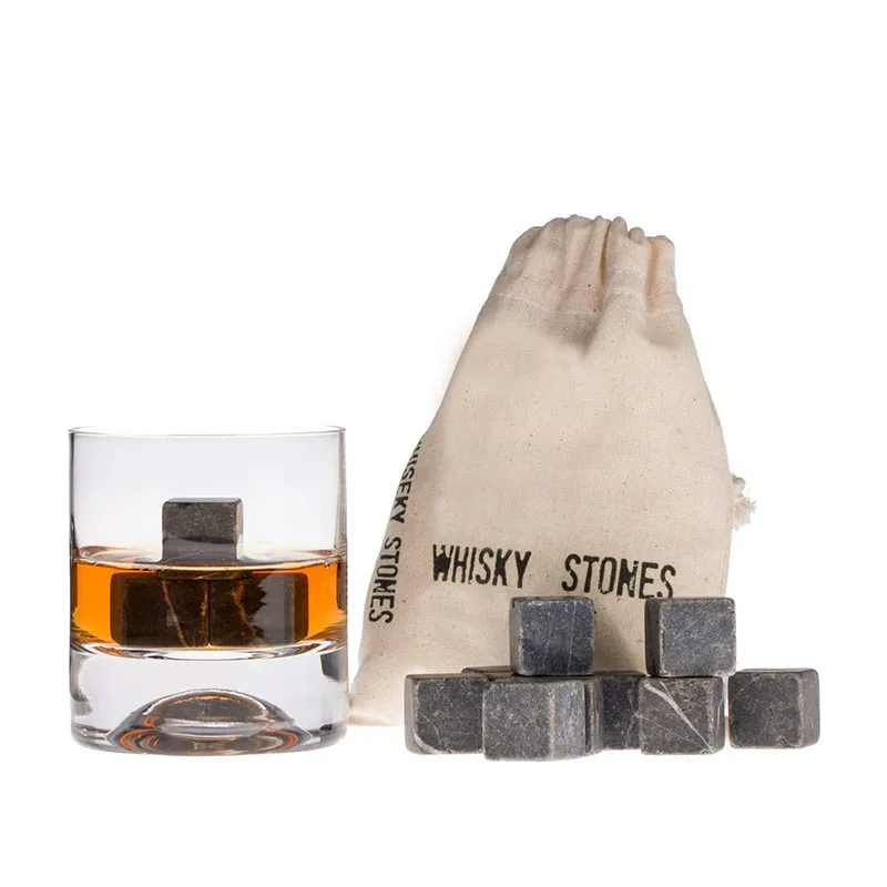 Wildcamp Reusable Whisky Chilling Wine Stones Stainless Steel Marble Granite Ice Cubes Set