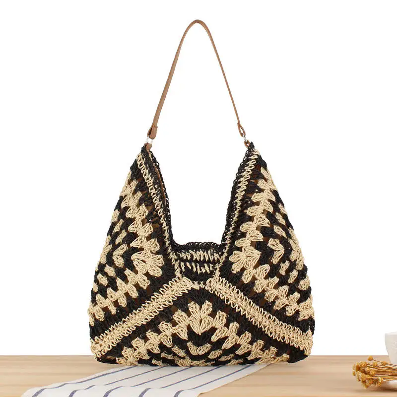 2024 Wholesale Fashionable Luxury Tote Bags Raffia Seagrass Woven Beach Summer Straw Vacation Sling Bag For Women