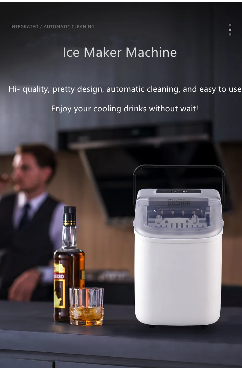 Potable Mini Ice Maker Self Cleaning Machine instant Ice Makers for home, School, office and party use