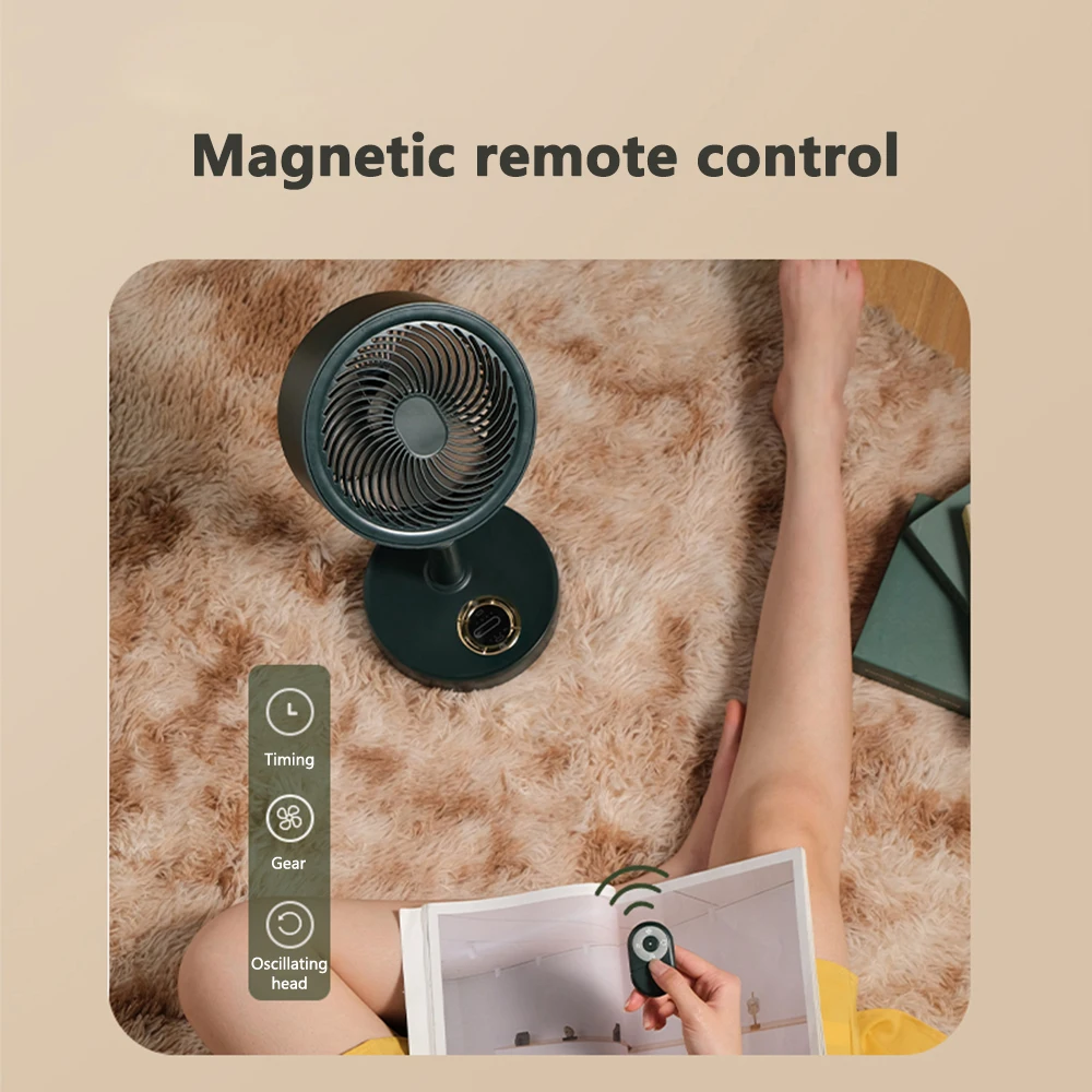 Telescopic circulating fan remote control portable usb charging night light mini mute home dormitory desktop desktop fan