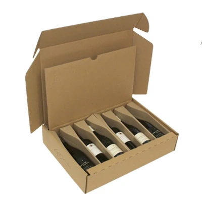 Multi bottle red wine separated packaging corrugated mailer paper box wholesale hot stamping 6-pack red wine gift box