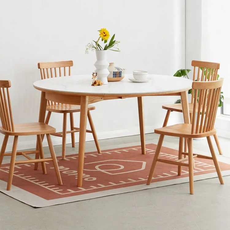 Customized Wholesale Modern Round Wood Dining Table set for Kitchen or living room