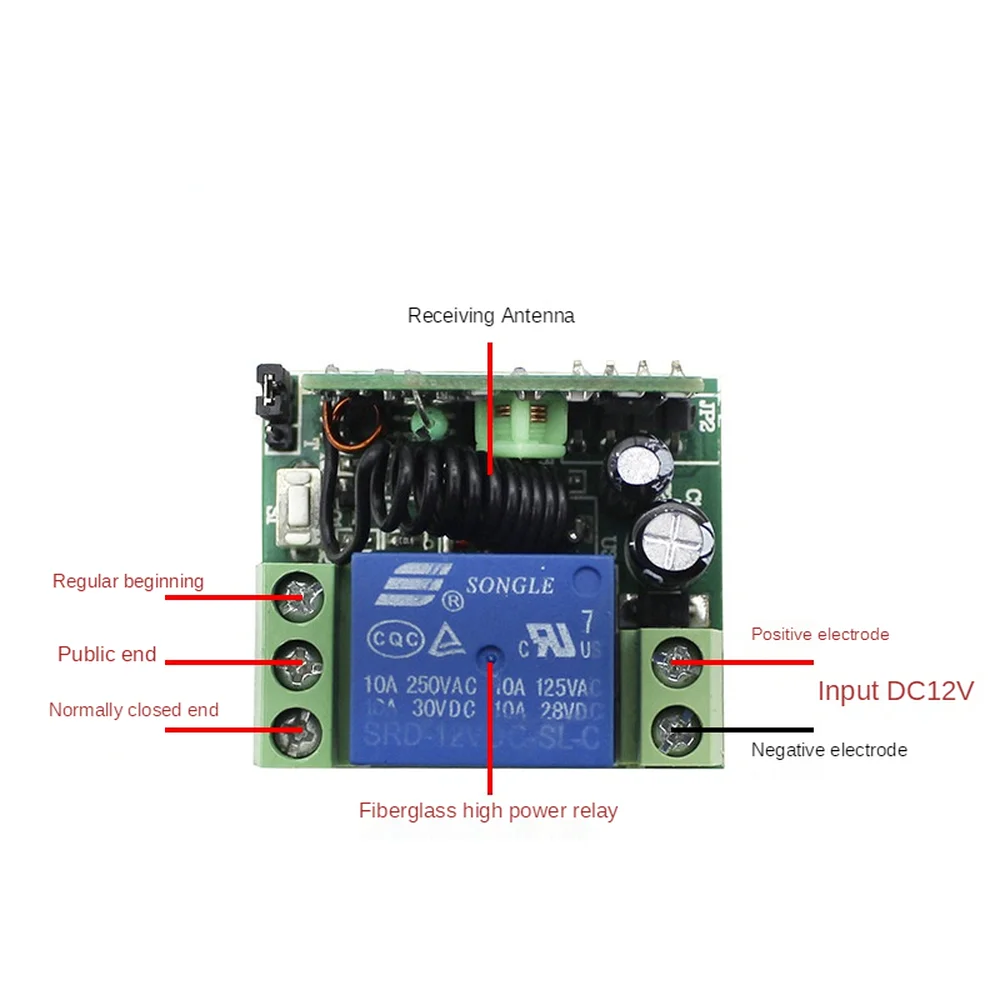 Door 2 Buttons 2CH Fixed Code RF 100m Long Rang Transmitter Receiver