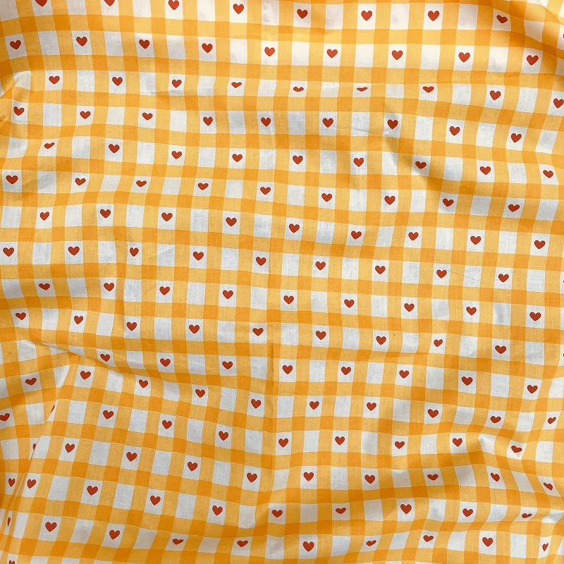 100%cotton printed cotton fabric checkerboard plaid love print fabric Checkerboard Heart Fabric for dress