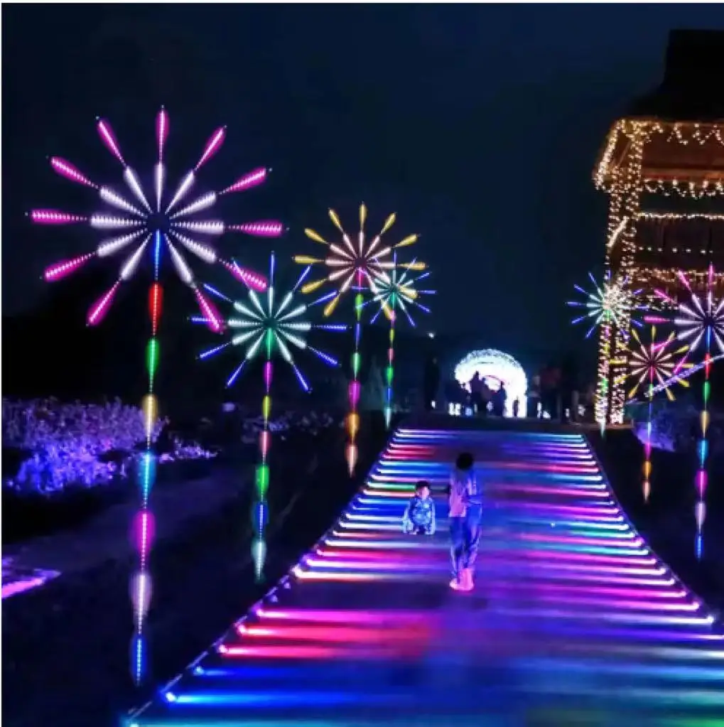 Smart Fireworks Firecrackers  LED Lights with Remote App Control, Color Changing Music Sound Sync Light for holiday lighting