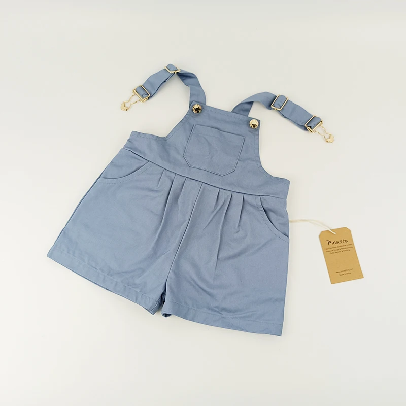 Pinuotu Custom Baby Overalls Boy Girl Vintage Allover Shortalls Sleeveless Suspender Corduroy Jeans Kids Bib Pants OEM Dungarees