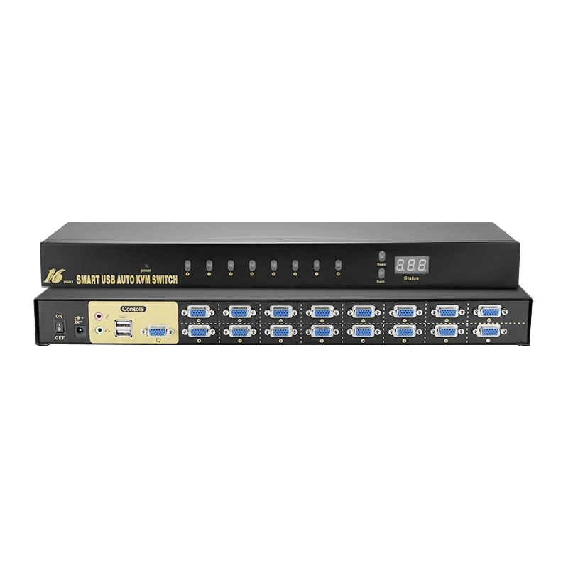16 port Automatic USB VGA KVM switch with audio16 input 1 output with usb hub support 1920X1080@60HZ