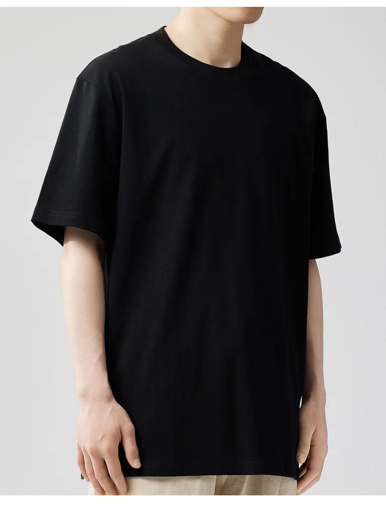 2024 fashion streetwear causal basic tee 240gsm unisex soild color blank t-shirt 100 cotton crewneck custom t shirt with logo