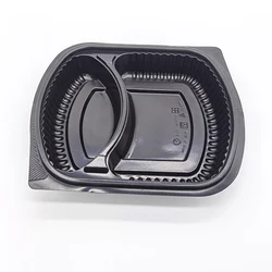 Cheap price eco-friendly plastic restaurant storage food box 2 compartment disposable plastic food containers
