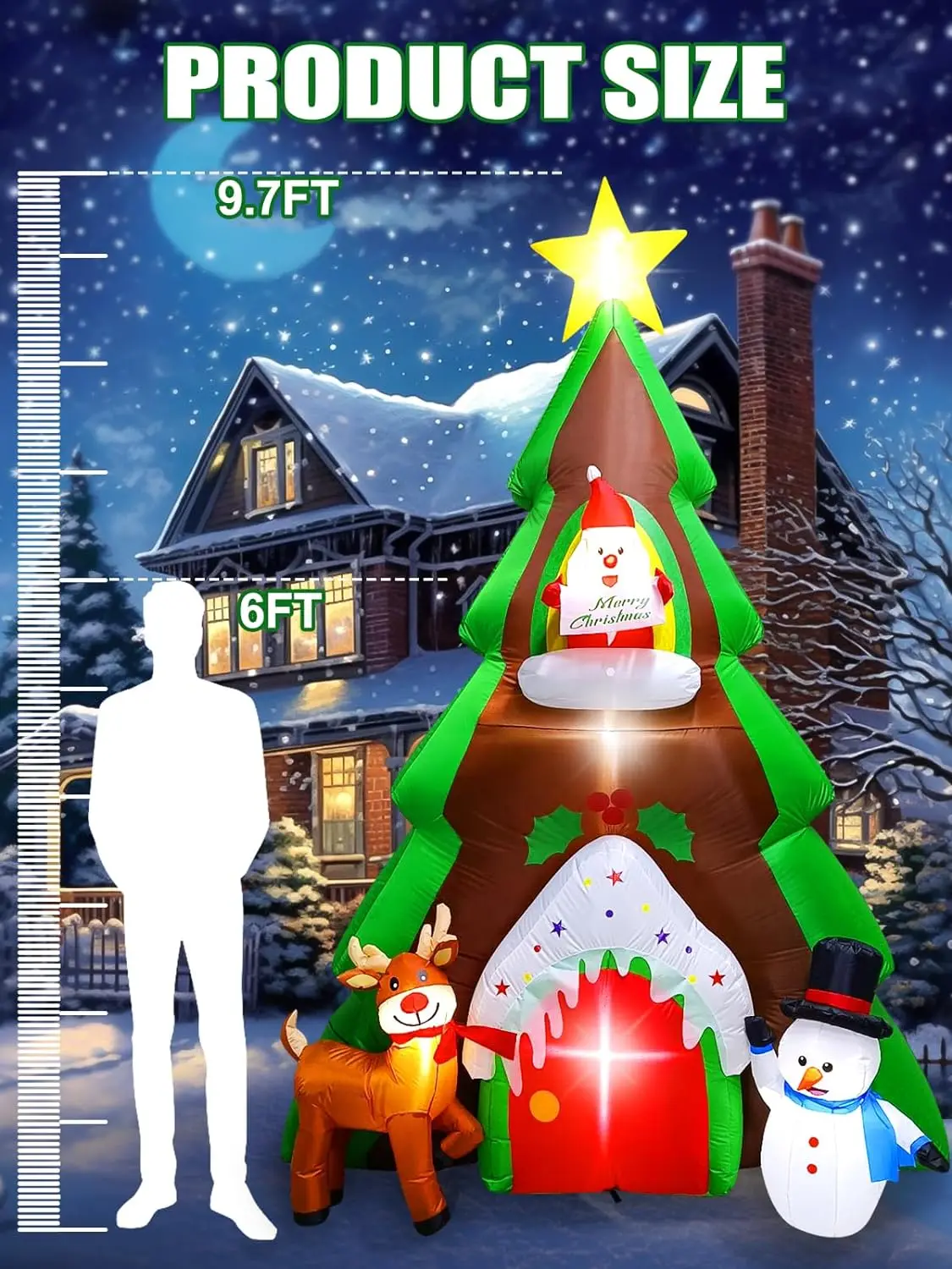 Factory Custom 10FT Christmas Inflatable Tree House with Snowman Santa Claus Outdoor Lawn Yard Christmas Inflatable Decoration