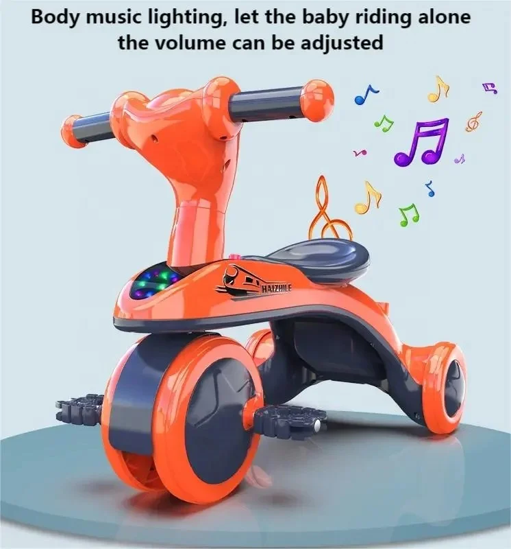 Toy tricycle is suitable for boys and girls can add push handle multi-function toy car