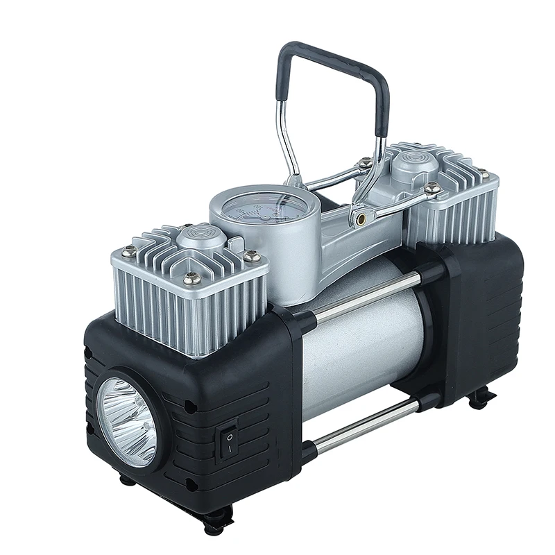 portable 12V Mini 160W 2 double cylinder piston tyre Tire air inflator pump compressor for car