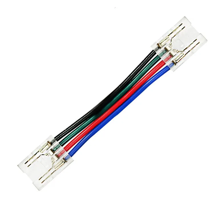 double end connector with 100mm long wires in between suitable for 10mm wide 4-pin RGB COB LED strips