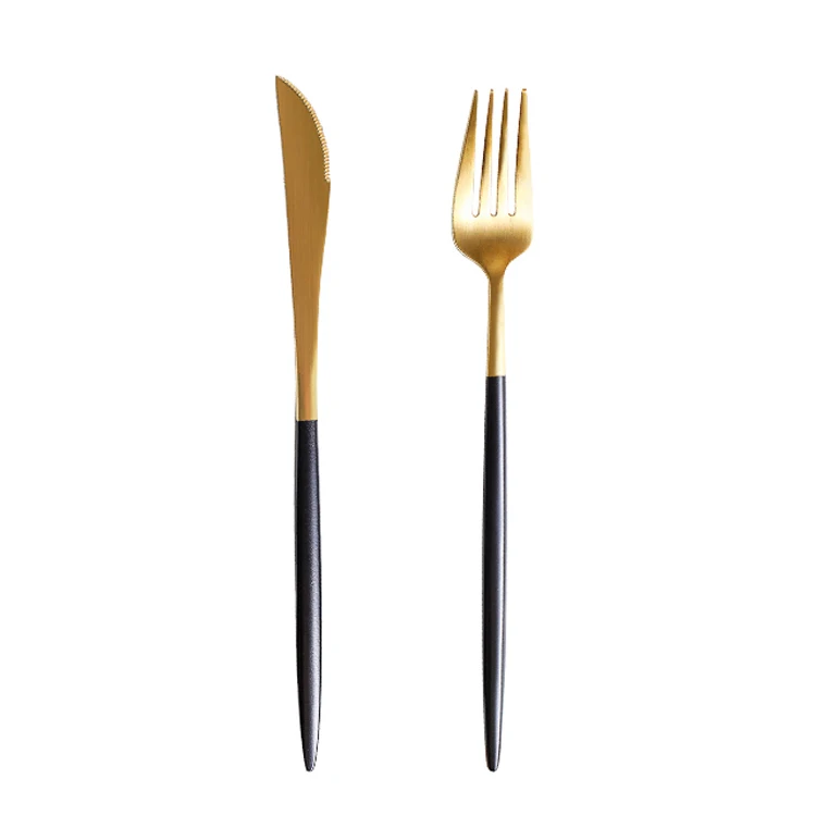 
Stainless Steel 304 Dinnerware Set Black Gold Knives Fork Dinner Flatware Set 