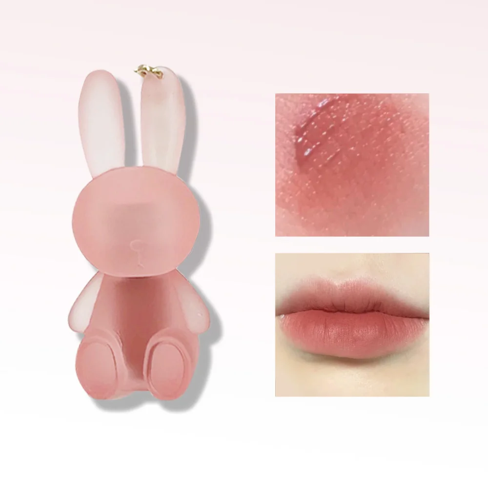 Key Chain Matte Lip Makeup Cute Rabbit design Velvet Lip Gloss Long Lasting Moisturizing Waterproof  Lip Gloss