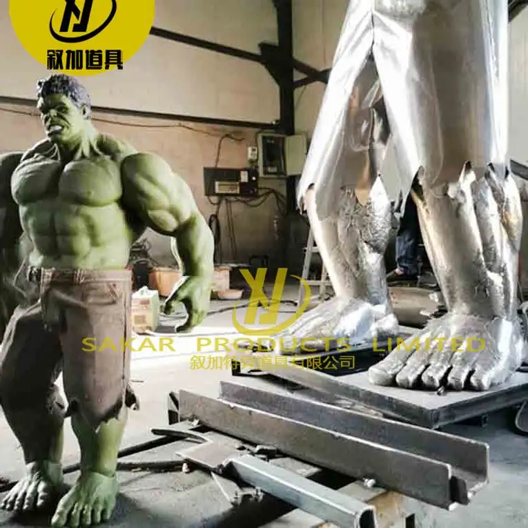 8ft Tall Large Size Outdoor Decoration Fiberglass Painting Life Size Cartoon Statue Sculpture Realistic Hulk Statue Cinema