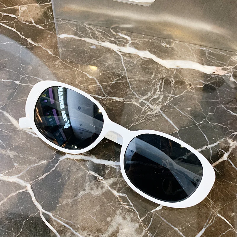 
New sunglasses women retro oval glasses white small frame UV protection sunglasses 