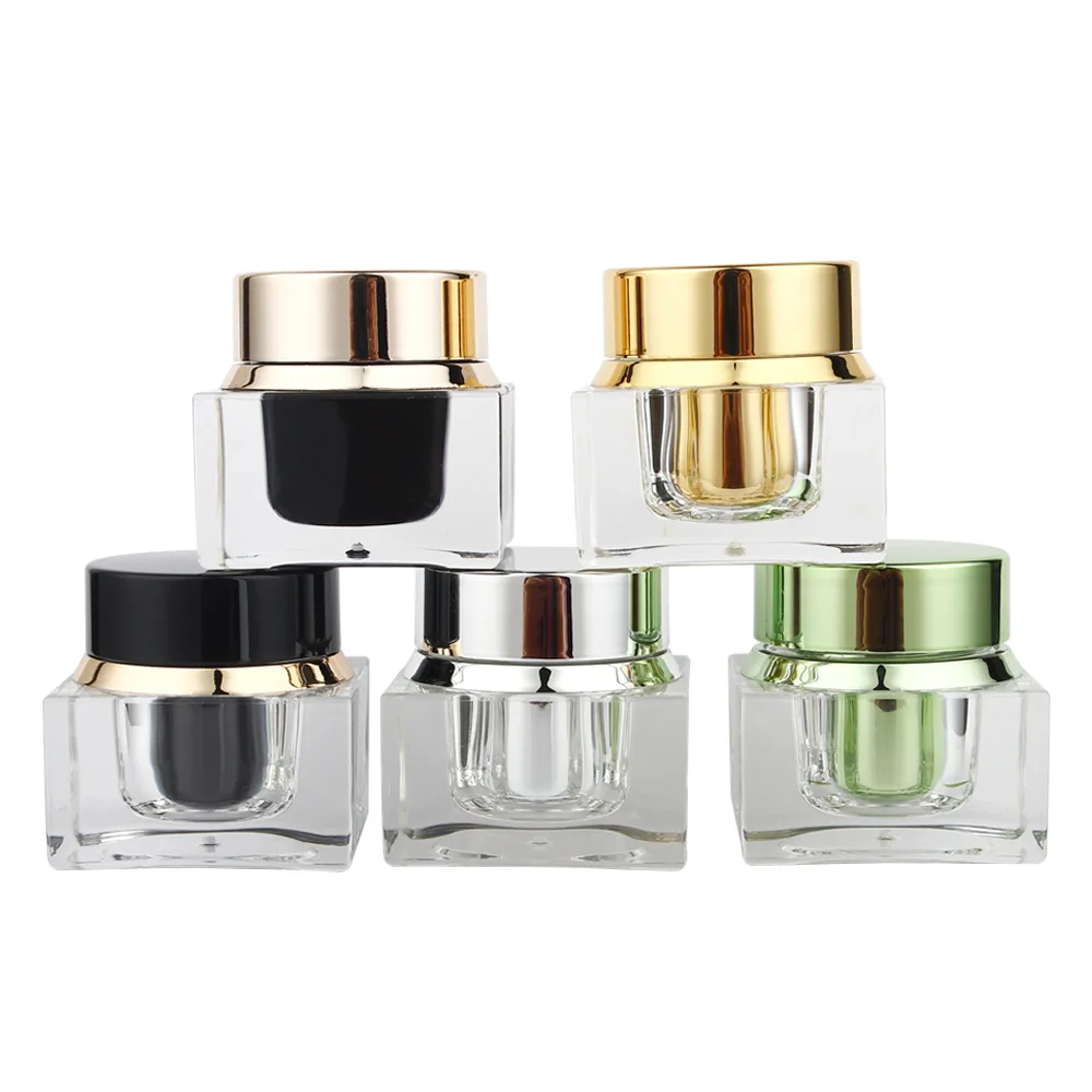 
luxury 5g Lip Scrub Jar black gold green silver eye cream empty square acrylic jar cosmetic jar 