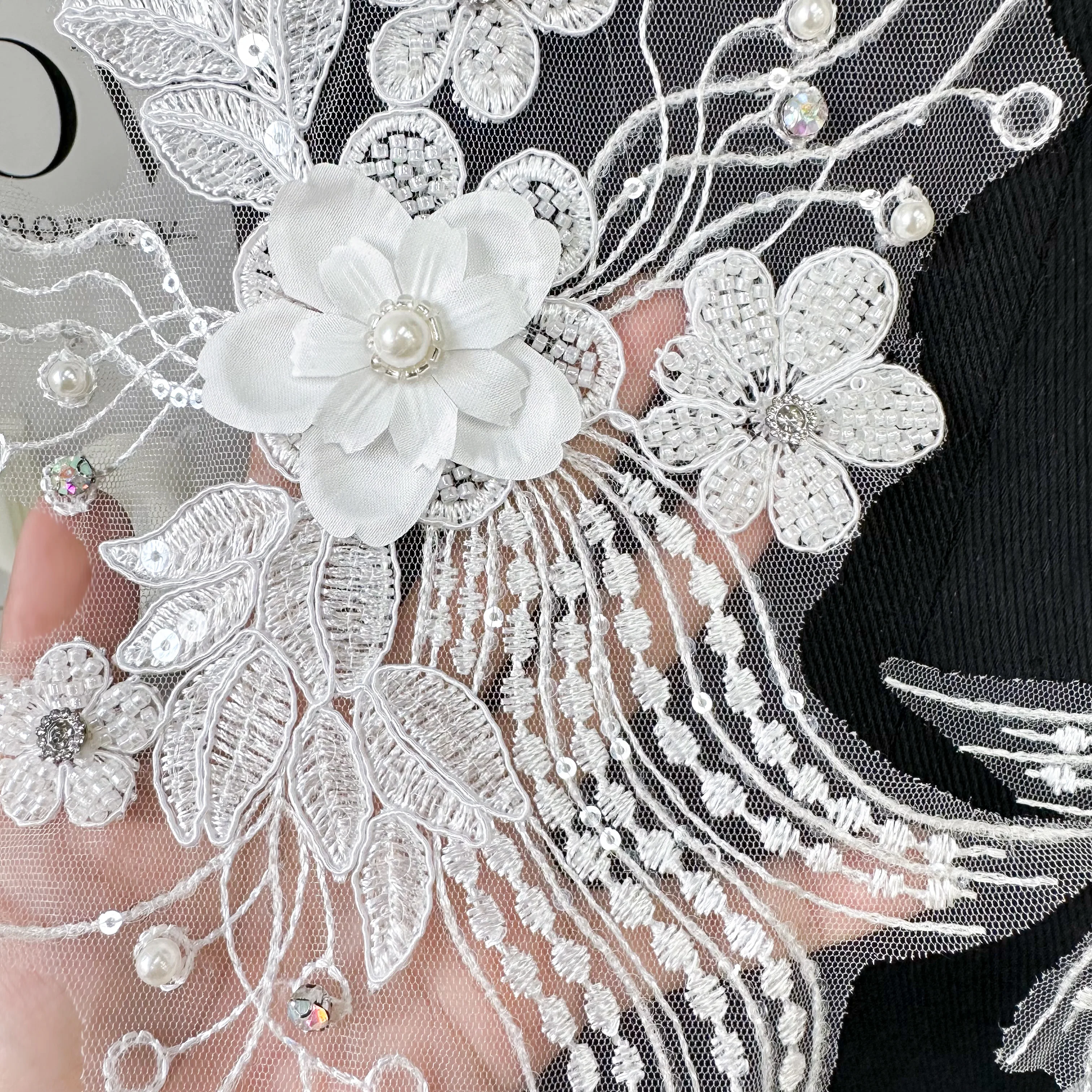 Handmade White Three-Dimensional Lace Accessories Bridal Headdress Wedding Dress Pair Flower Car Bone Flower