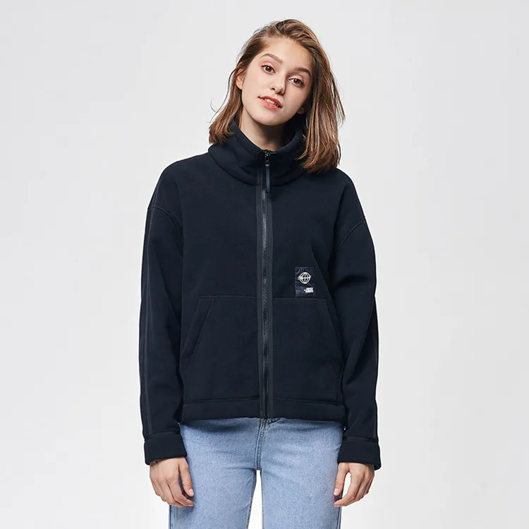 
High quality autumn and spring women windbreaker jacket sports zip up fleece jacket with custom logo 