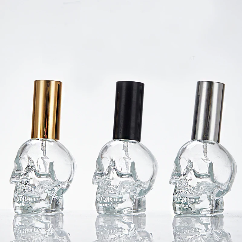 Factory Custom Special Shape Glass Perfume Bottle 50ml Skull Shape Perfume Bottles