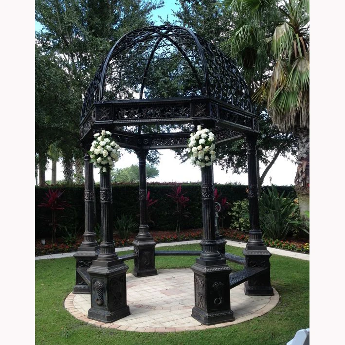 Wrought Iron Victorian Gazebo outdoor Steel Metal Garden Glass Pavilion Wedding Conservatory Greenhouse Commercial Glasshouse