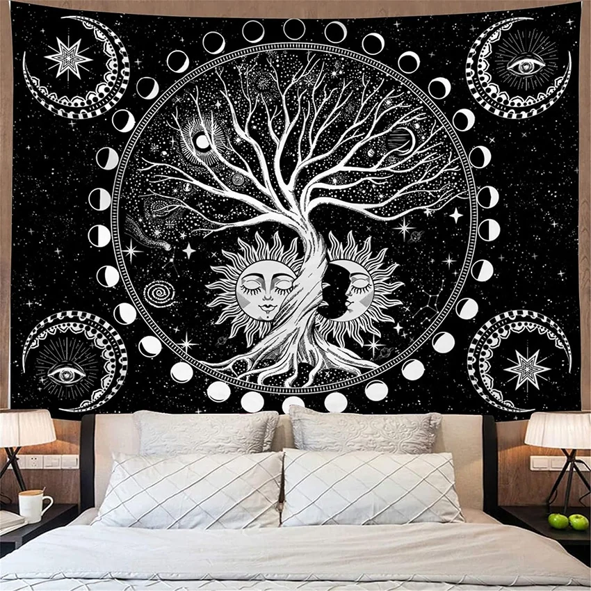 Promotional Custom Indian Bohemian Mandala Boho Hippie Polyester Digital Printed Wall Hanging Tapestry for home Decor
