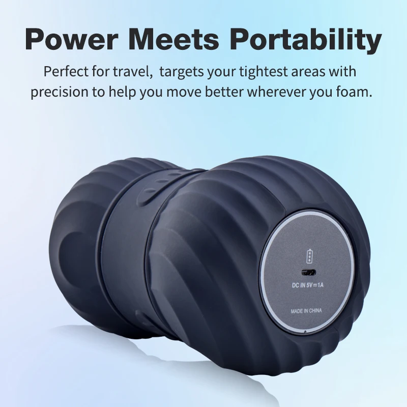 Fitness soft silicon hand-carry yoga electric vibrating exercise high intensity foam roller peanut kit massager