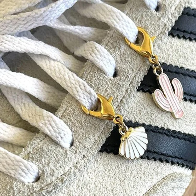 Custom Shoe Accessories Shoelace Charms for Sneakers, Colorful Enamel Cactus Seashell Charms Shoe Jewelry Sneaker Shoe Charms