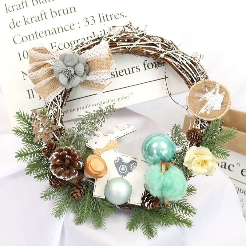 2022 Christmas Garlands & Wreaths Ribbon Outdoor Indoor Christmas Wreath Garland Ornaments Christmas Decorations