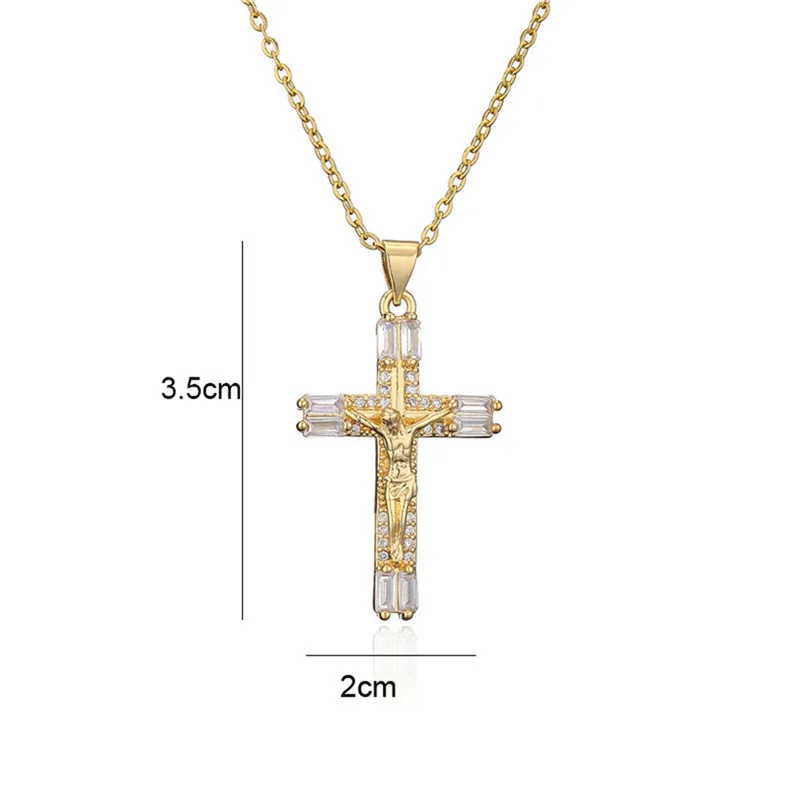 YW Fashion Vintage Gold Cross Necklace Pendant Zircon Jewelry Pendants For Necklace 2024