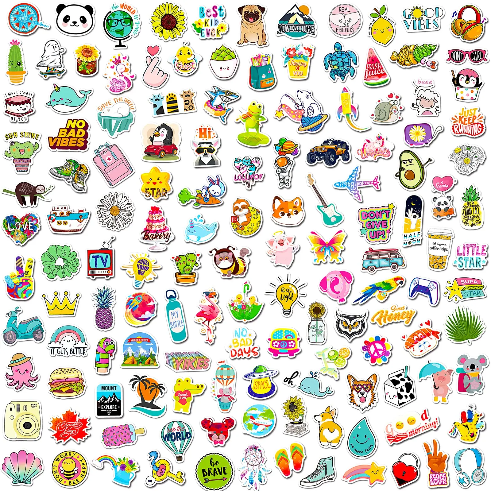300 PCS Water Bottle Stickers, Cute Stickers for Hydroflasks VSCO Sticker Packs Vinyl Waterproof Bottles, Skateboard Phone