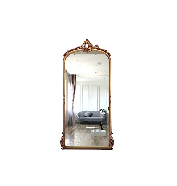 European full body mirror carved floor mirror gold retro classic floor mirror