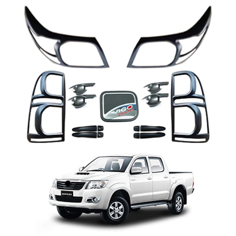 Factory Automotive Parts Combo Set Car Door Handle Cover Headlights Cover Chrome Body Kit for Toyota Hilux Vigo Accessories