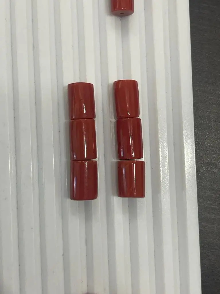 Natural Italian Red Coral Tube Shape Loose Gemstones Deep Sea Red Coral Gemstone AA+ Top Quality Ring Size