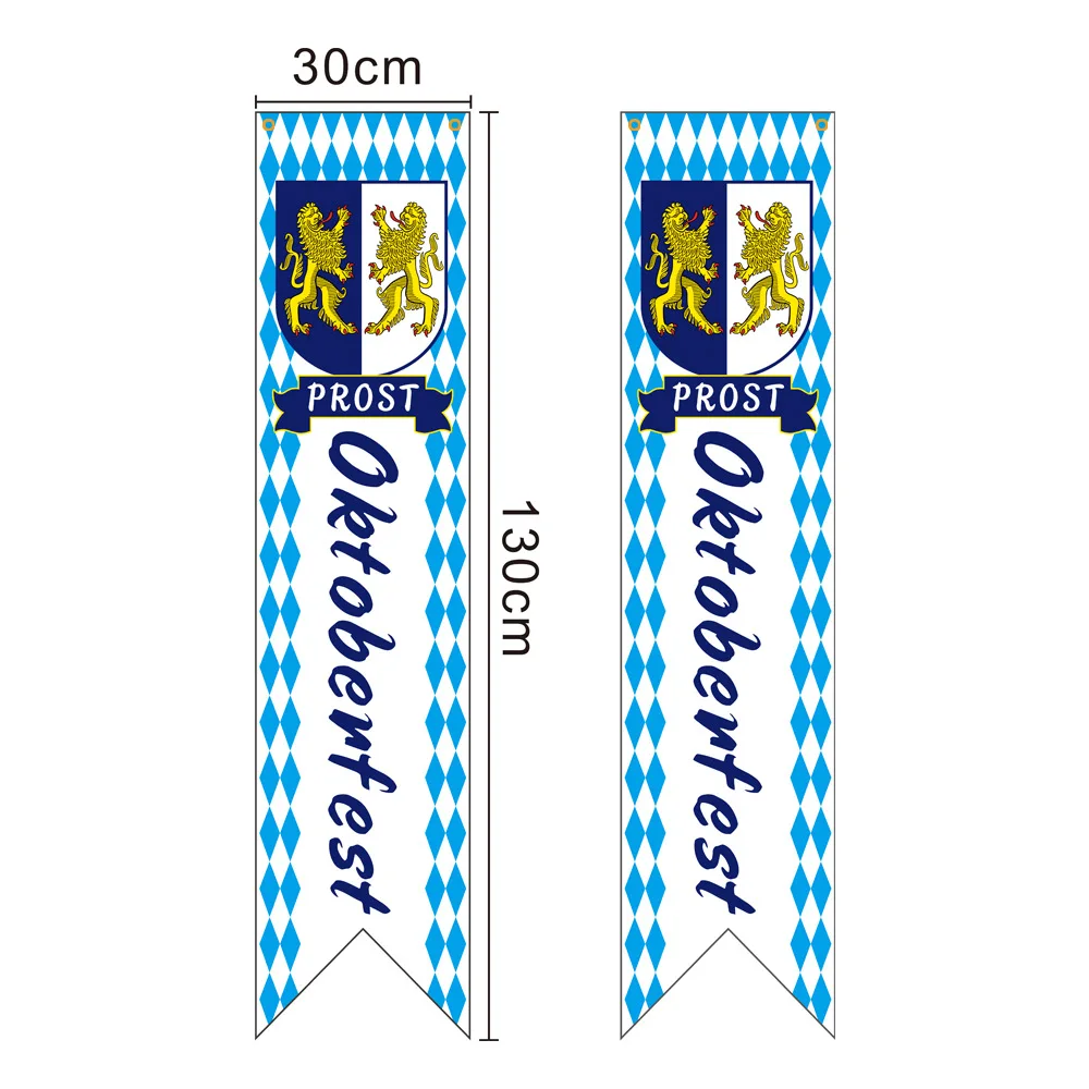 Germany Munich Oktoberfest Blue And White Checkered Tablecloth Triangulated Flag Bavarian Flag Hanging Flag