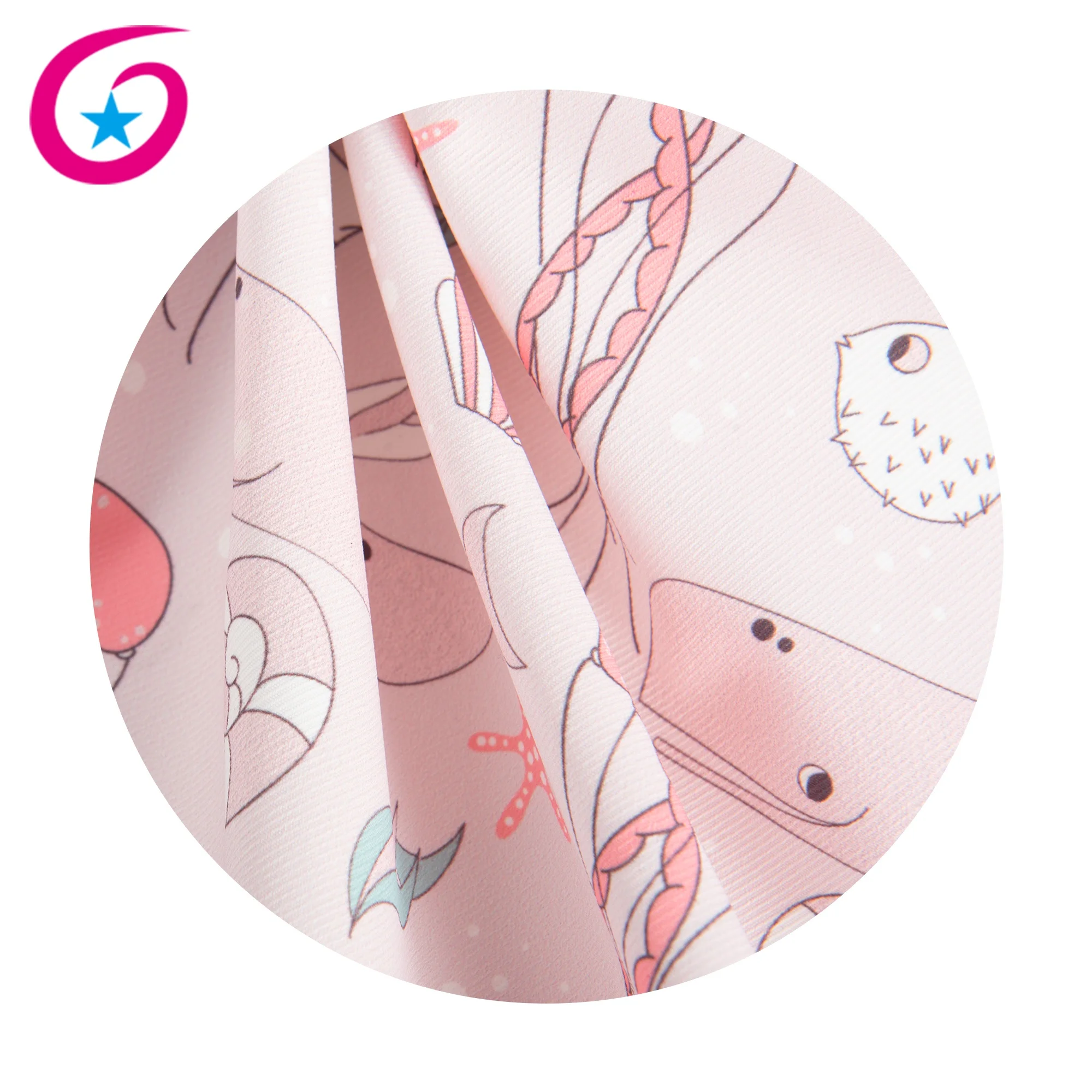 Custom printing service 100% polyester marine fishes pattern digital printing canvas fabric for bags