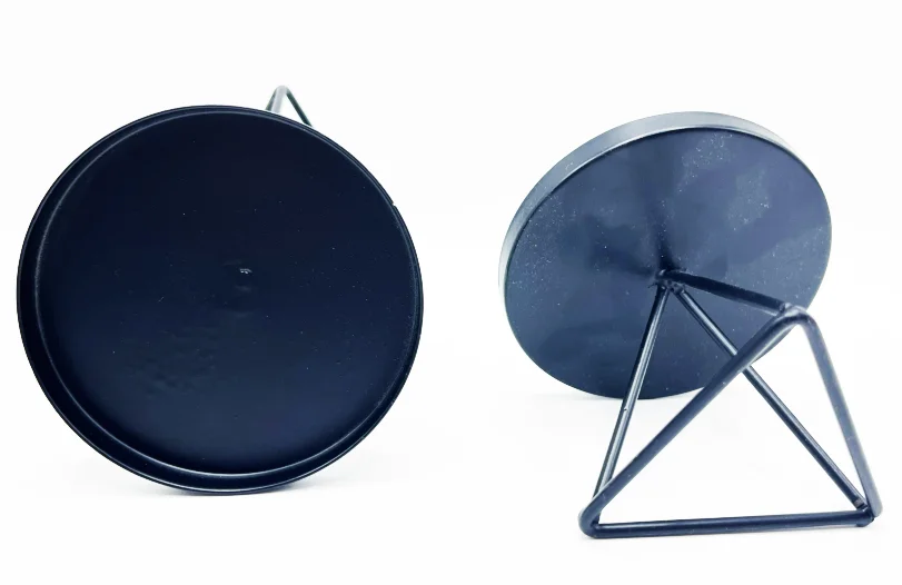 3 Matte Triangle Shape Set Black Rustic Taper Pillar Metal Candle Stick Holder For Home Wedding Table Deco