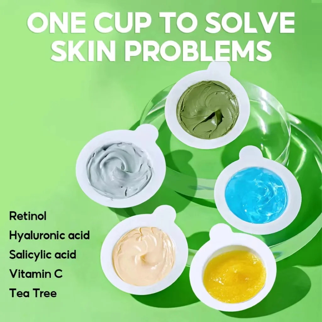 Landora Anti-aging Retinol Pink Rose Clay Face Masque Mask Green Tea Tree Oil Portable Facial Mud Mask Pods Remove Blackheads