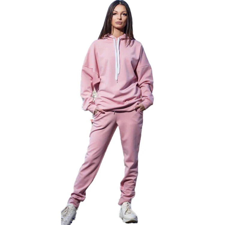 Custom Women Pullover Hoodie Pockets Sweatpants  Womens Sports Wears Sport Wear Women Set