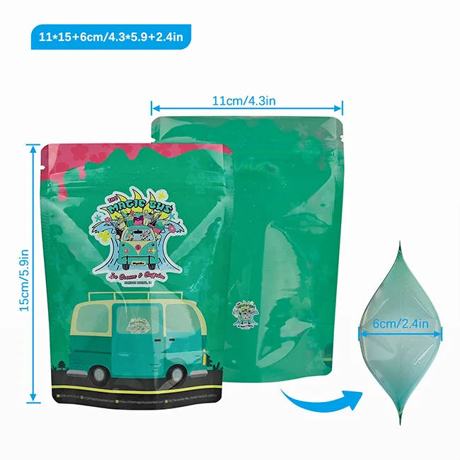 Low Moq Custom Digital Printed Laminated Food Pouch Packaging Clear Resealable Stand Up Zipper Bag With Transparent Window