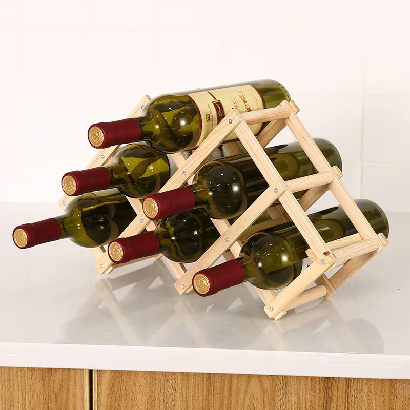 Wholesale Pine wood baked color wine racks creative folding wooden wine rack ornaments multi-bottle ornaments housewarming gifts